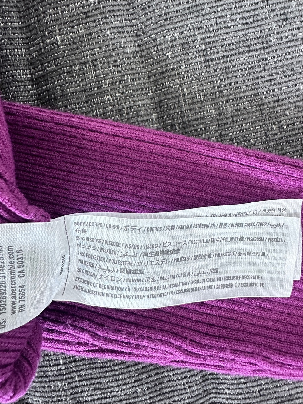 Abercrombie & Fitch Ribbed Magenta/Berry Long Sleeve Bodysuit Size L - Picture 16 of 16